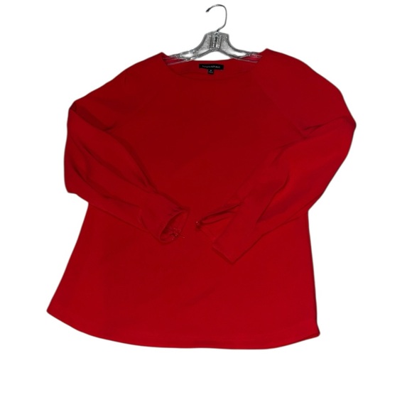 Banana Republic Red Crew Neck Zip-Cuff Blouse, Size Small - Picture 6 of 10